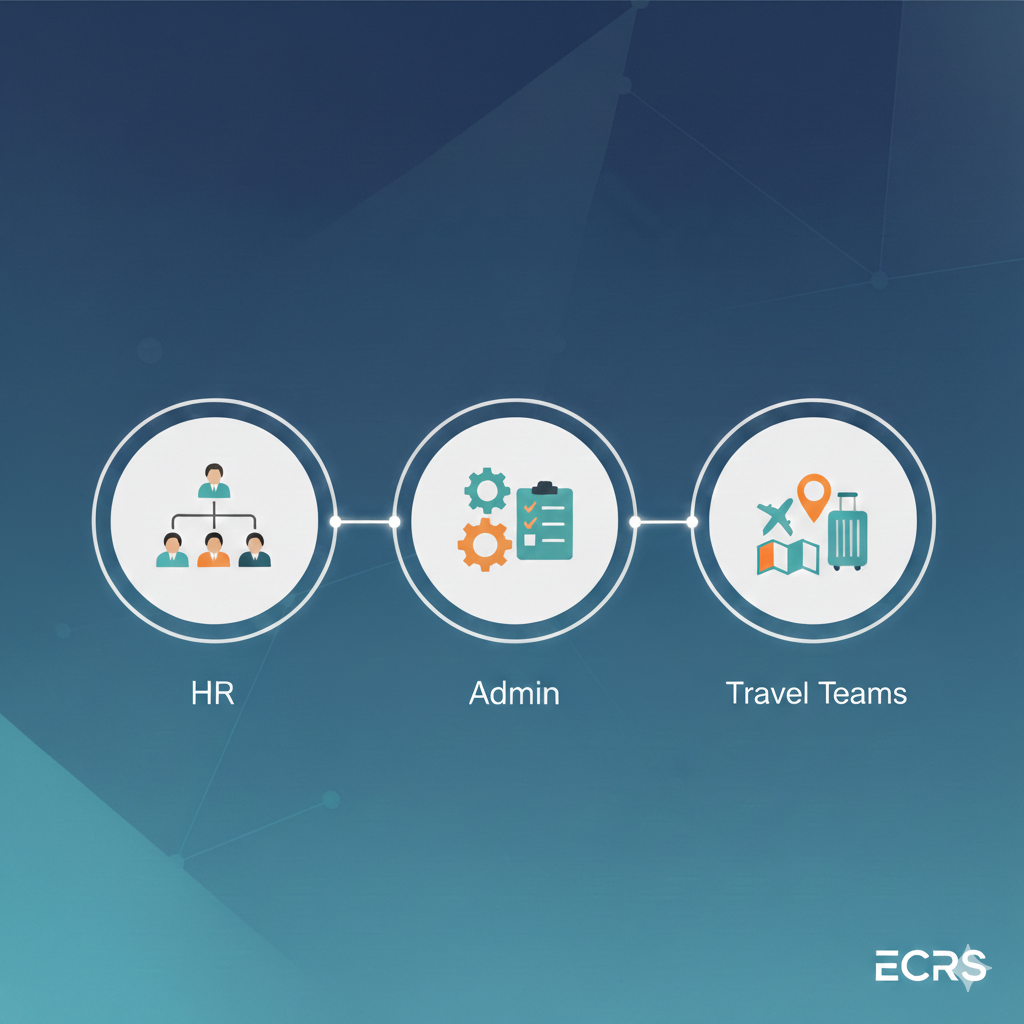 Corporate team discussing travel plans